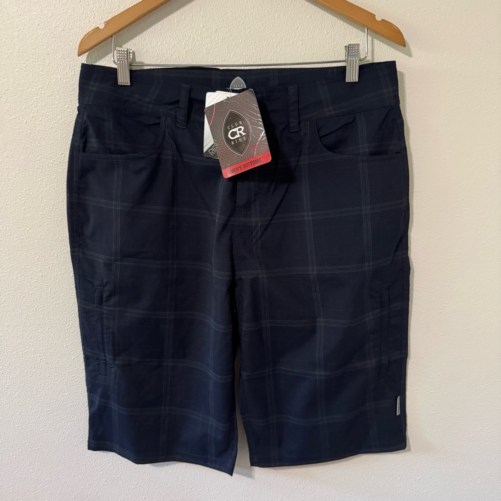 Club Ride Mountain Surf Everwhere Shorts 12” Navy Plaid Performance NWT-XL
